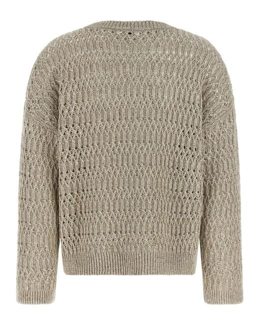 Brunello Cucinelli Gray 'Dazzling Braids' Sweater