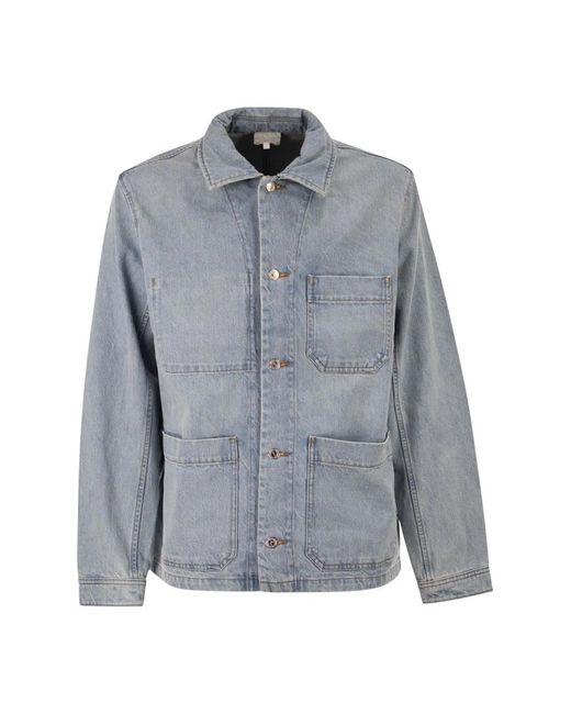 A.P.C. Gray Cotton Denim Jacket With Patch Pockets for men