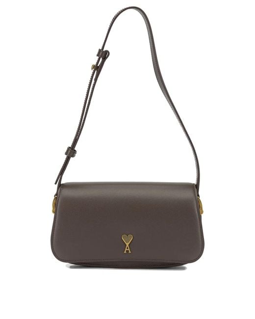 AMI Gray "Paris Paris" Small Shoulder Bag
