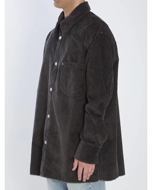 AMI Black Corduroy Velvet Overshirt for men