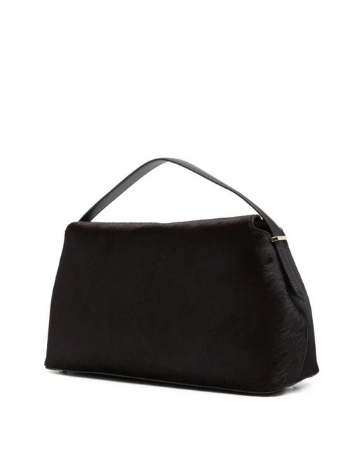 Totême  Black "T-Lock Pony Hair" Top Handle Bag