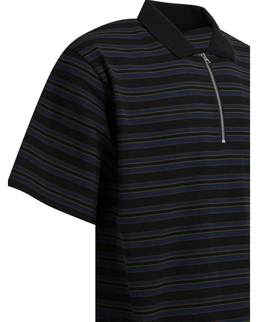 Sacai Black Cotton Polyester Polo Shirts for men