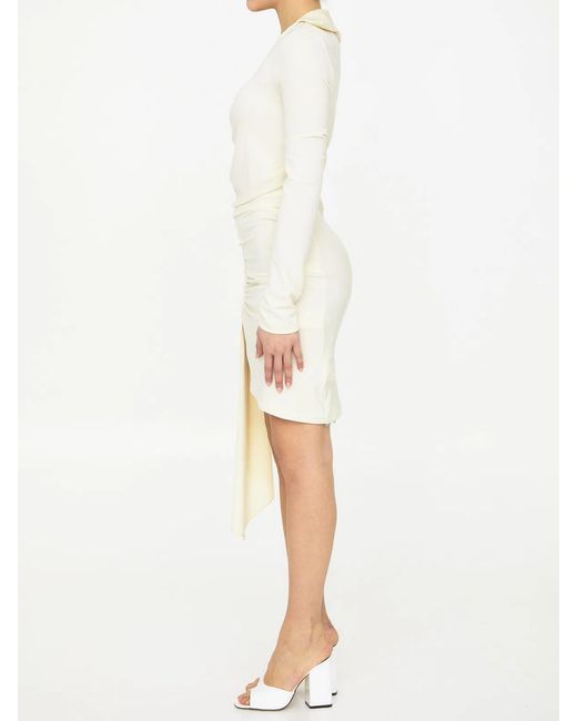 Off-White c/o Virgil Abloh White Off Viscose Crêpe Draped Dress