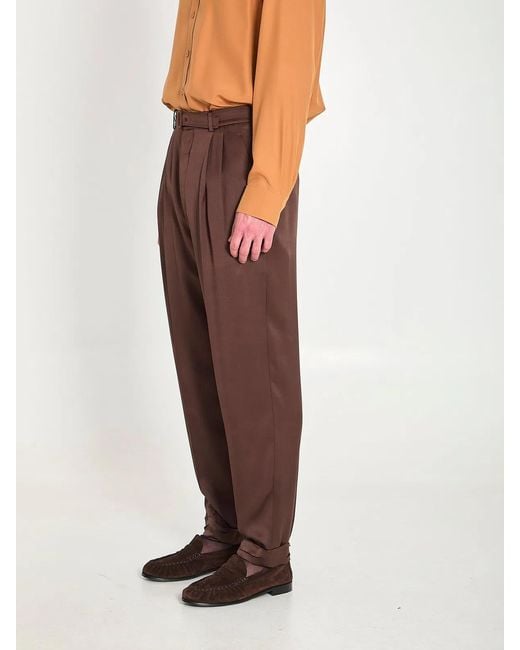 Saint Laurent Brown Silk Pants for men