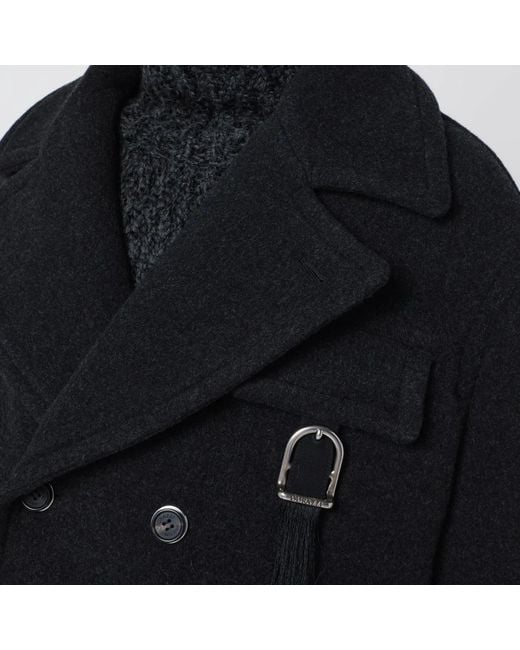 DURAZZI MILANO Black Dark Mélange Wool Coat