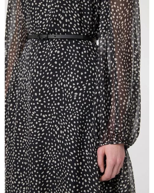 Max Mara Gray Silk Ruffled Mini Dress With Balloon Sleeves Size 40