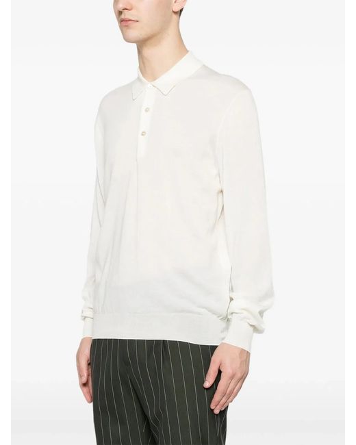Tagliatore White Zeno Knitted Polo Shirt for men
