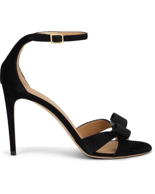 Ferragamo Black Leather Sandal With Vara Bow