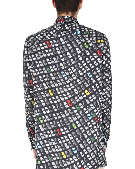 Bottega Veneta Blue Shirt With Allover Print for men