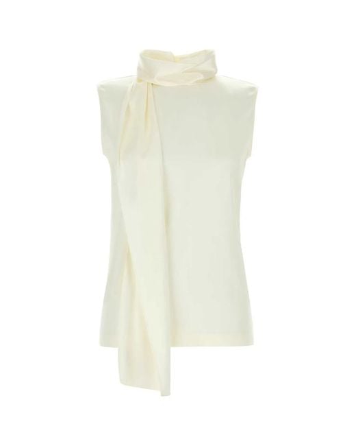 Bottega Veneta White Silk Satin Top