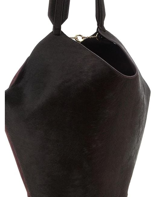 Khaite Black 'Lotus' Small Shopping Bag