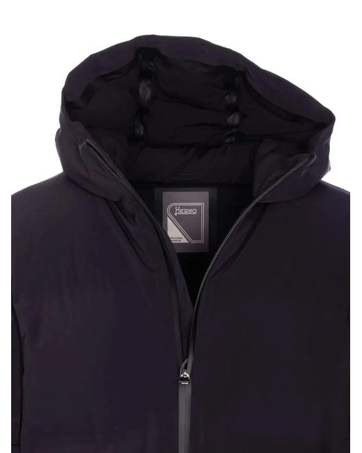 Herno Blue New Impact Long Down Jacket With Hood for men