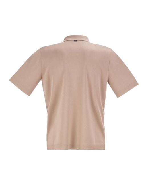 Herno Pink Cotton Jersey Polo Shirt With Open Collar for men