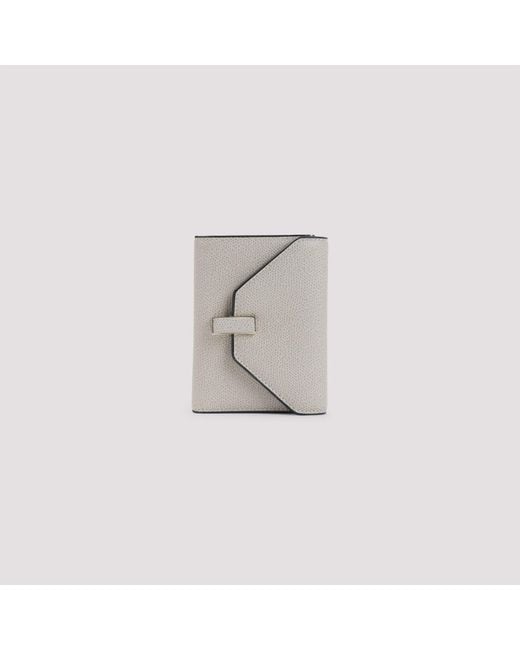 Valextra Gray Nude Iside Calf Leather Wallet
