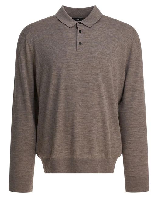 Vince Brown Wool And Cashmere Polo Shirt for men