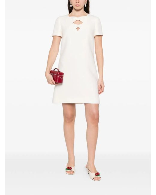 Valentino White Wool And Silk Blend Short Dress