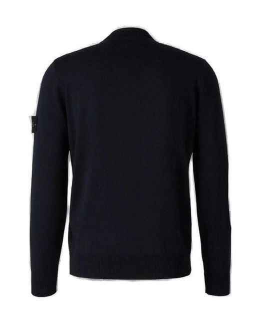 Stone Island Blue Lightweight Wool Crew Neck Pullover for men