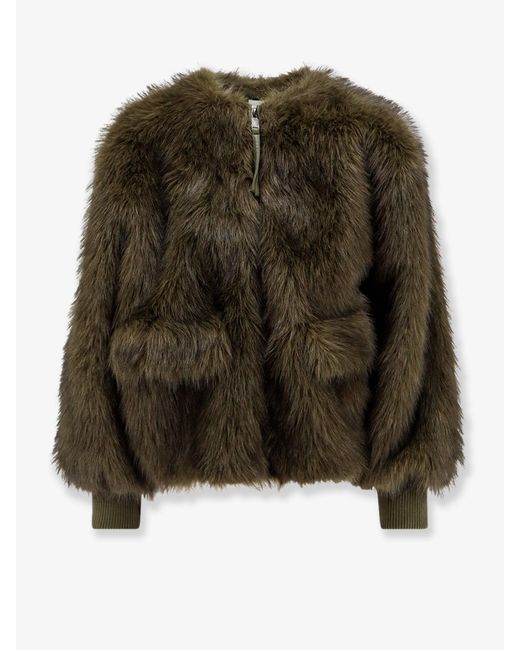 Nude Green Synthetic Fur Jacket