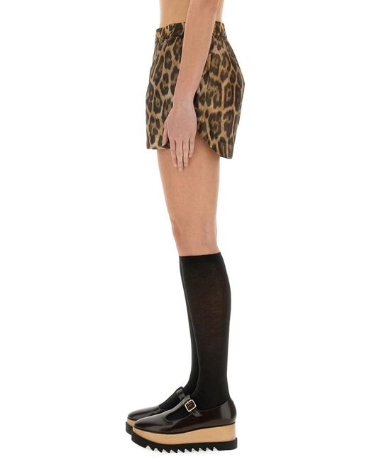Stella McCartney Black Shorts With Animal Pattern