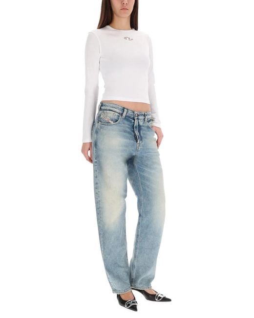 DIESEL White Tshirt Tuncutielonglsod