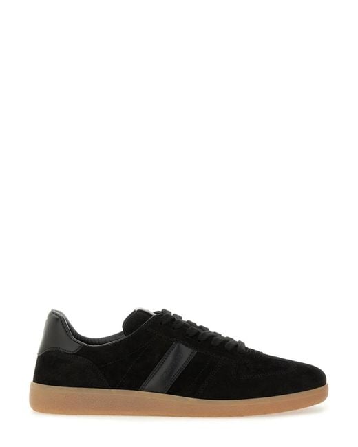 Tom Ford Black Leather Sneaker With Logo for men