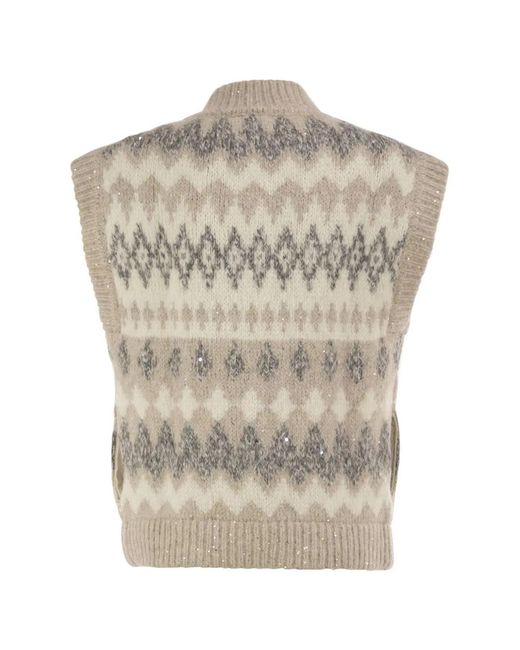 Peserico Natural Jacquard Knitted Gilet