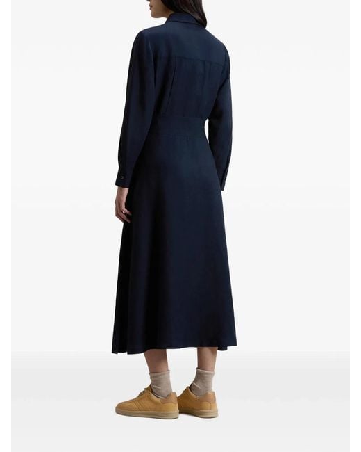 Woolrich Blue Linen Blend Shirt Dress With Belt