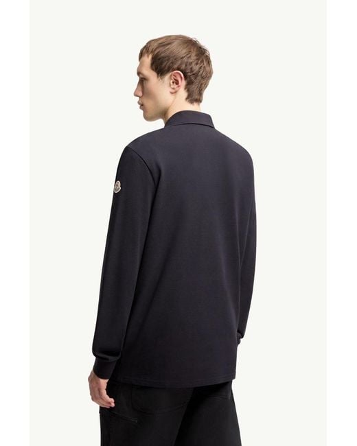 Moncler Blue Long Sleeve Polo Shirt for men