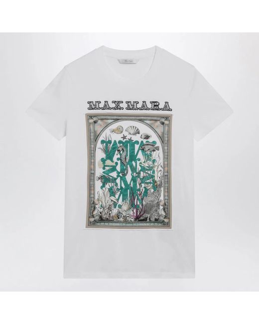Max Mara White Optical Cotton Jersey T-Shirt With Front Print