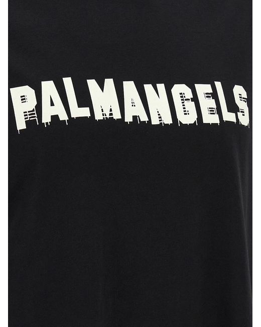Palm Angels Black Logo Print T-Shirt for men