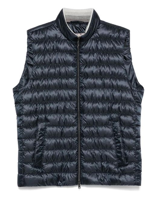 Herno Blue Nylon Down Vest for men