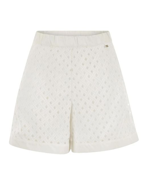 Herno White Perforated Shorts With Geometric Shapes