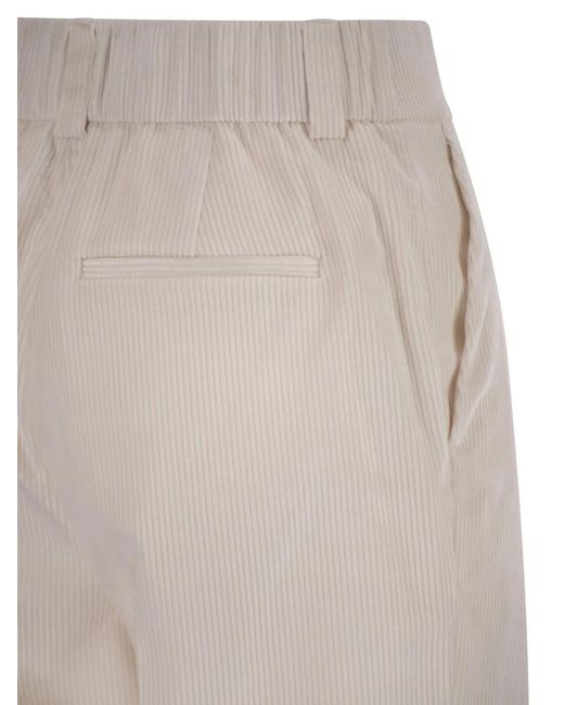 Peserico White 500-Stripe Velvet Trousers