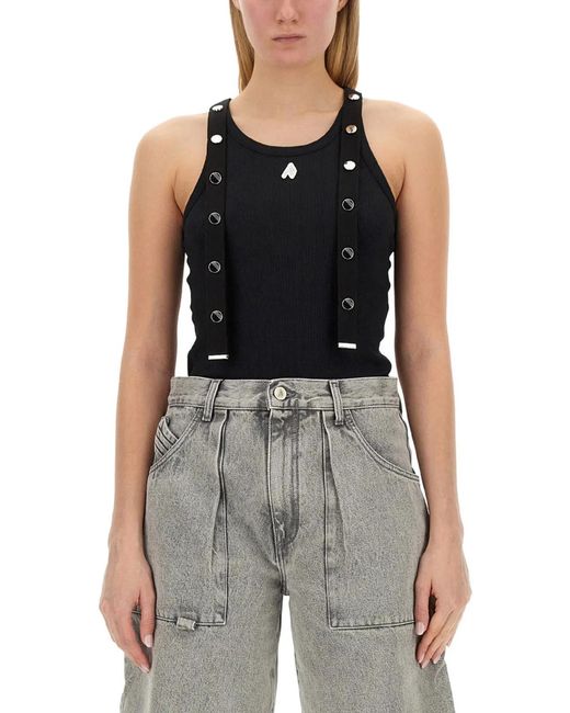 The Attico Black Jersey Tank Top