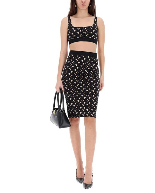MARINE SERRE Black Midi Skirt "Moon"