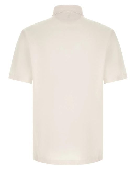 Brunello Cucinelli White Heraldic Logo Polo Shirt for men