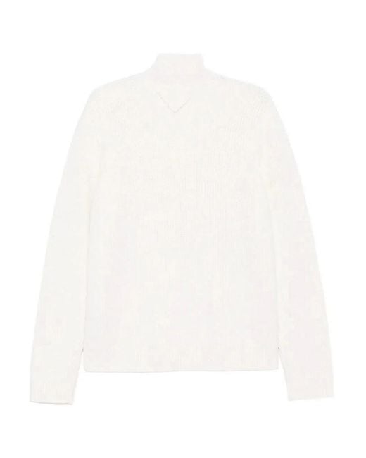Prada White Turtle-Neck Sweater for men