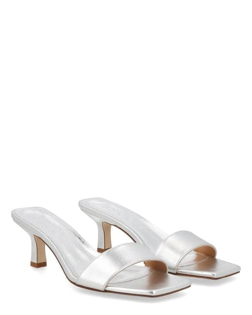 Aeyde White Laminated Nappa Leather Cross Breed Lamb Leather Sandals
