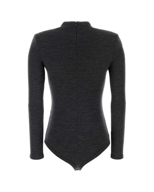 Jil Sander Black Charcoal Wool Bodysuit