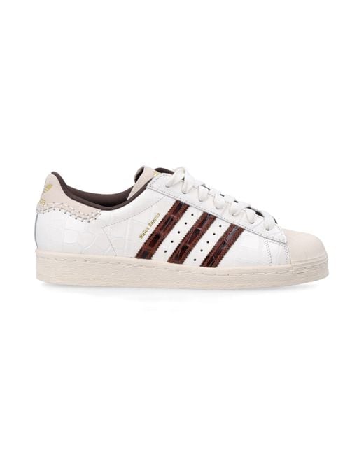 Adidas Pink Superstar Croc Leather Sneakers for men