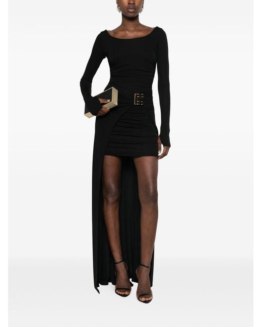 Elisabetta Franchi Black Draped Jersey Evening Dress
