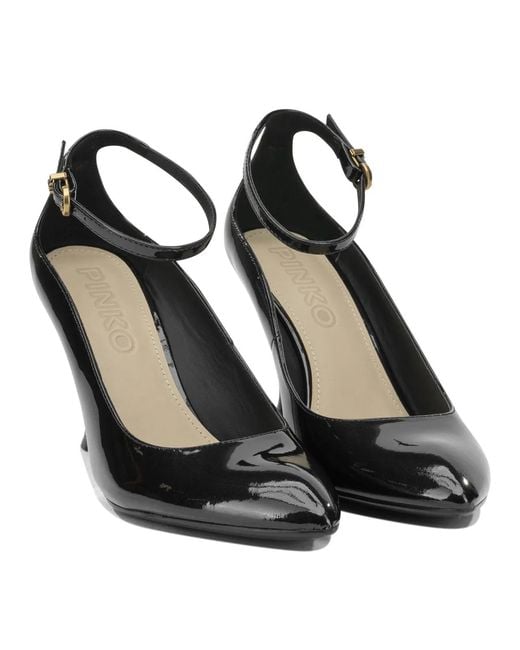 Pinko Black Leather Heeled Shoes