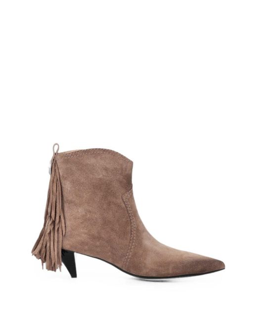 Pinko Brown Tobacco Leather Rubber Shoes