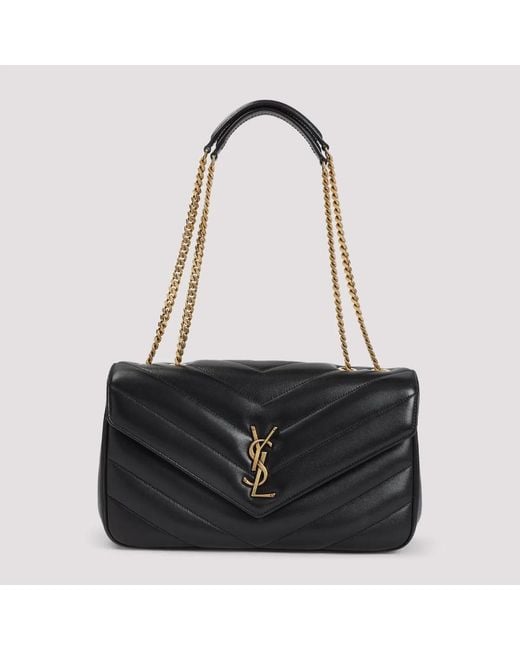 Saint Laurent Black Loulou Media Leather Bag