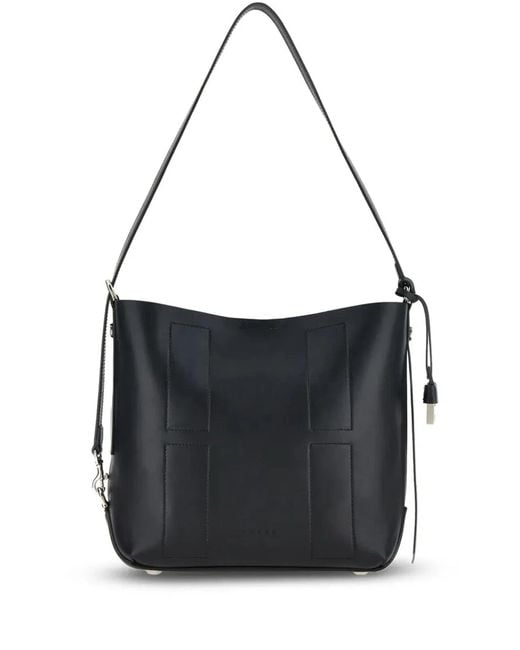 Hogan Black Hocket Small Leather Hobo Bag