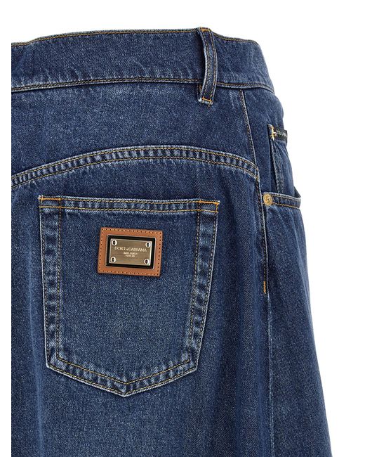 Dolce & Gabbana Blue Cotton Mini Skirt
