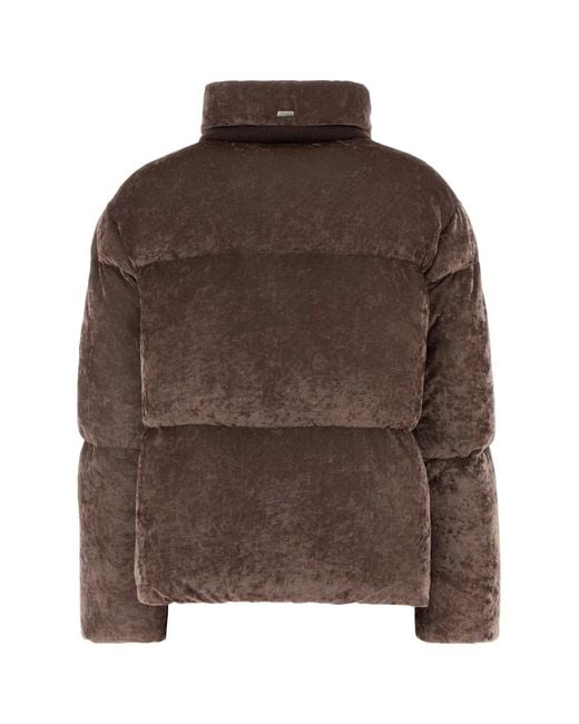Herno Brown Aubergine Stretch Velvet Down Jacket