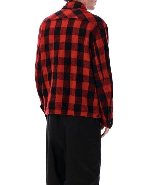 Junya Watanabe Red Wool Buffalo Check Jacket for men