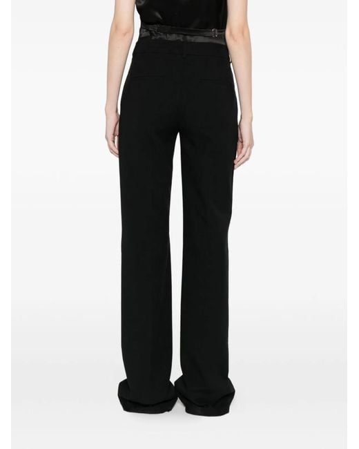Via Masini 80 Black Cotton Wide-Leg Trousers
