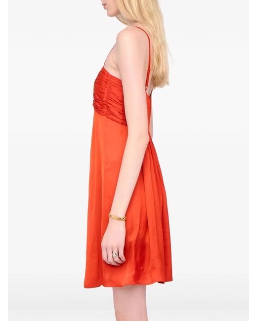 Zadig & Voltaire Red Zadig&Voltaire Short Satin Straps Dress